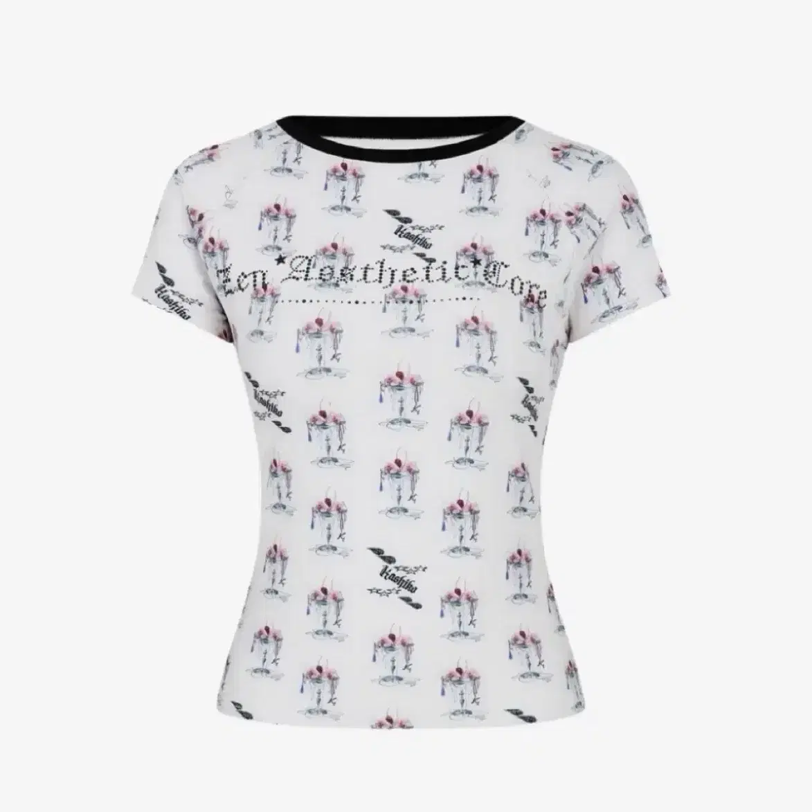 Kashiko☆Pink Heart Tee MUSINSA | KASHIKO Flower Heart Baby Tee Pink
