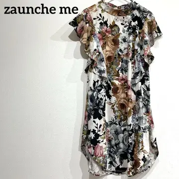 zaunche me 플라워 프린트 튜닉 민소매 상의 꽃무늬 상의