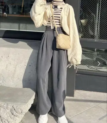 그레이 와이드 팬츠 여성용