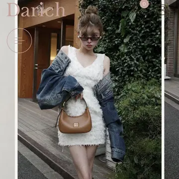 darich 트위드 프린지 미니 원피스