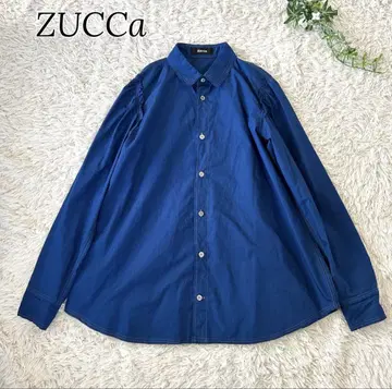 ZUCCa 주카 데미지 가공  자른 끝 플레어 긴팔 셔츠 블루