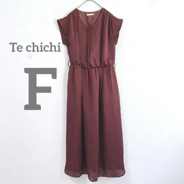 Te chichi/테치치 롱 원피스 반팔 와인 레드 허리 밴딩