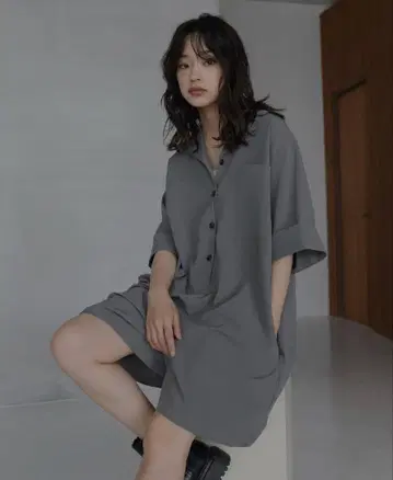 hellam 크레이프 셔츠 올인원