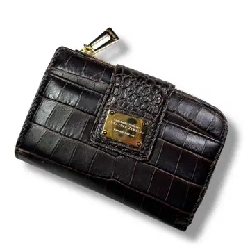 LEATHER JEWELS 레더 쥬얼스 접이식 지갑 악어 엠보싱 브라운