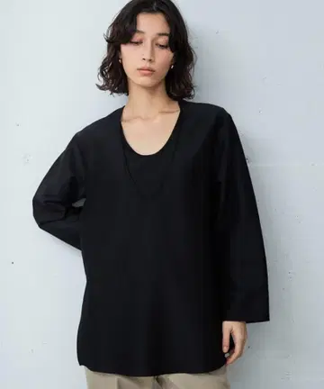 OUTERSUNSET 헨미 에미 레이어드 블라우스 블랙