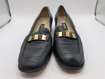발리 블랙 가죽 로퍼 골드 컬러 버클 24cm