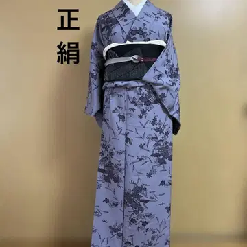 기모노 염색 코몬 이중 기모노 보라색 순수 실크