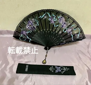 ANNA SUI 부채 블랙 안나수이 장미 미사용 라메 레이스
