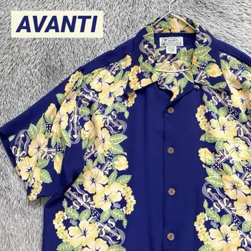Avanti 실크 알로하 셔츠 보더 패턴