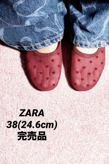 ZARA 자라 하트 무늬 메쉬 발레리나 신발 38 24.6cm