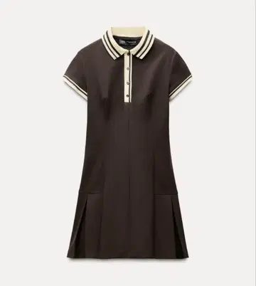 ZARA 대비 리브 플리츠 원피스 다크 브라운 봄 가을