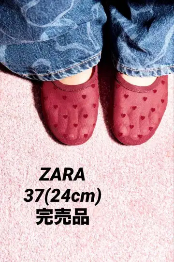 ZARA 자라 하트 무늬 메쉬 발레리나 신발 37 24.0cm