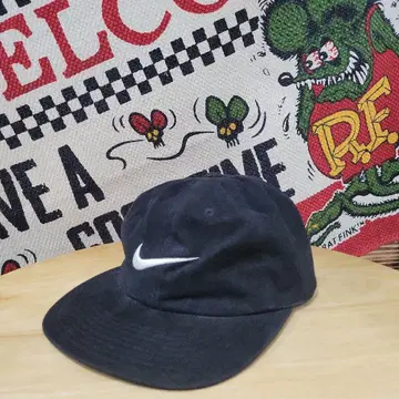 90s 빈티지 실버 태그 Nike 블랙 캡