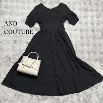 AND COUTURE 블랙 롱 원피스 백 리본