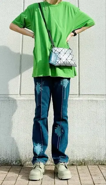 TTT-2022SS-PT02 야자수 프린트 데님 팬츠 S