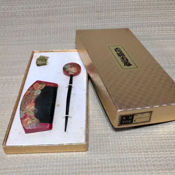 마키에 히라타 세트로 복숭아 산 스타일 빗과 비녀 세트 빨간색 일본제