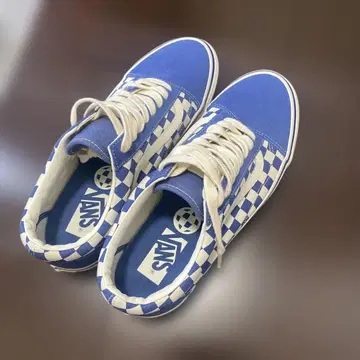 VANS 올드스쿨 체커보드 스니커즈 파랑/화이트