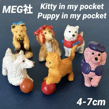 레트로 개 고양이 피규어 6개 세트
