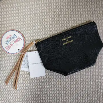 미사용 Young & Olsen FRAMEWORK 블랙 가죽 파우치