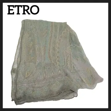 ETRO 스톨 페이즐리 그린 실크