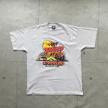80s 90s 스크린 스타즈 폼 프린트 화이트 티셔츠 XL 와이드