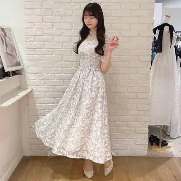안미르 플라워 크로스 플레어 원피스