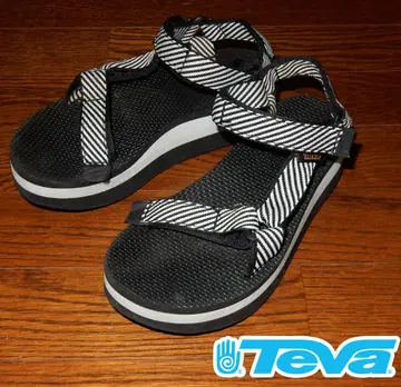 Teva (테바) 스포츠 샌들 블랙/화이트 스트라이프 23cm