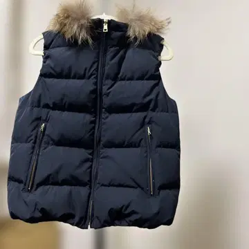 매킨토시 철학 후드 부착 네이비 체크 다운 베스트