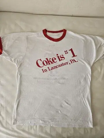 Coke is #1 티셔츠 화이트/레드 80s 링거 티셔츠
