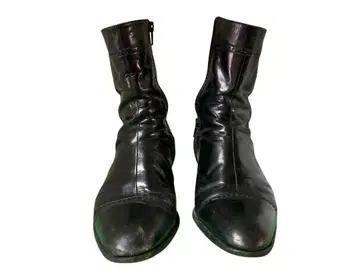 천연 가죽 사이드 지퍼 부츠 24.5cm 상당 블랙 이탈리아제