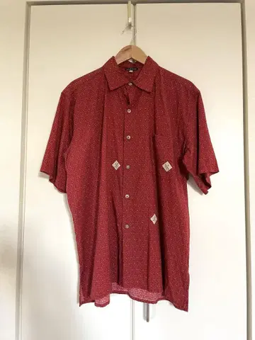 Krizia 올 패턴 반팔 셔츠 빨간색 레드 사이즈 50 XL 상당
