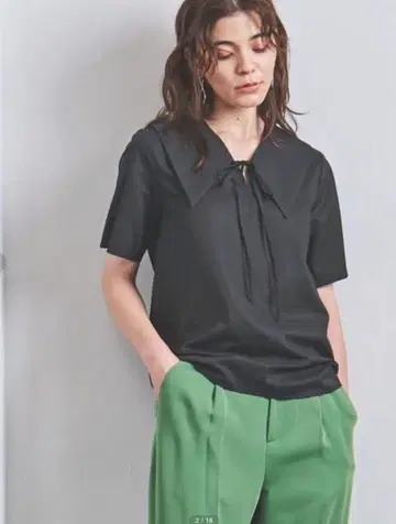 UNITED ARROWS 애로우즈 리본 숏 슬리브 풀오버 블라우스