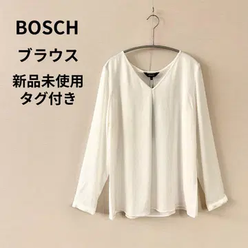 BOSCH 미사용 새상품 V넥 블라우스 긴팔 화이트 흰색 트리아세테이트