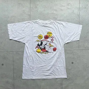 90s 디즈니 미키 티셔츠 미국제 화이트 XL 농담 화이트 풋