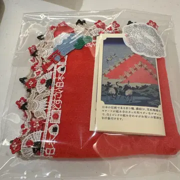 긴카자와 레이스 손수건 도스코이 일본 레드