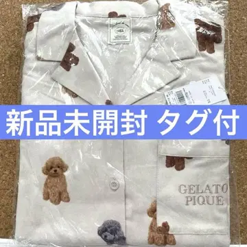 새상품 젤라또피케 토이 푸들 플란넬 셔츠 아이보리 DOG 개 파자마