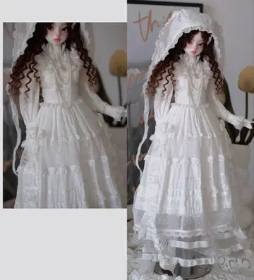 딜러 제작 MSD MDD 의류 1/4 클래스 아웃핏 드레스 스노우 토끼
