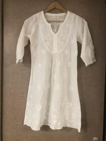 인도산 fabindia 100% 코튼 반팔 미니 원피스
