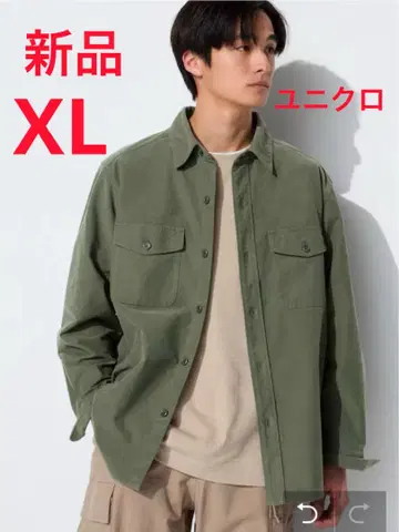 새상품 유니클로 저지 오버 셔츠 XL 사이즈 56 올리브색