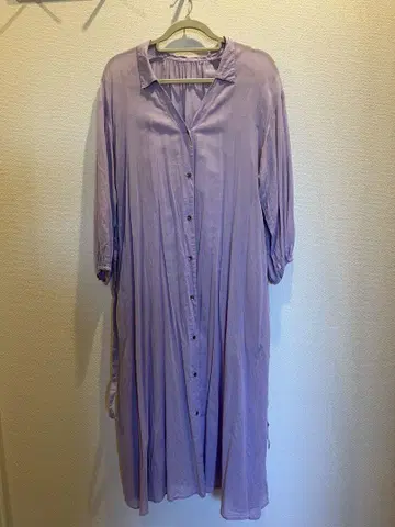 라벤더 셔츠 원피스 7부 소매
