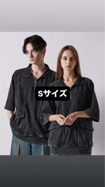 CLEL 헤비 웨이트 빈티지 디자인 반팔 하프 지퍼 티셔츠