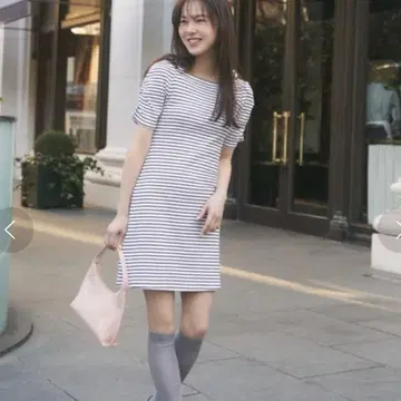snidel [WEB 한정판] 보더 티셔츠 원피스 원피스