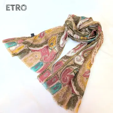 ETRO 페이즐리 무늬 스톨 스카프 대형 이탈리아제 실크 100%
