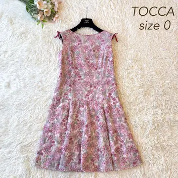 새상품급 TOCCA 플라워 모티브 리본 드레스 원피스 핑크 사이즈 0