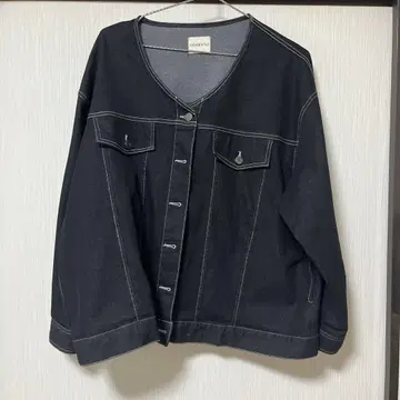 블랙 데님 자켓 V넥 노안