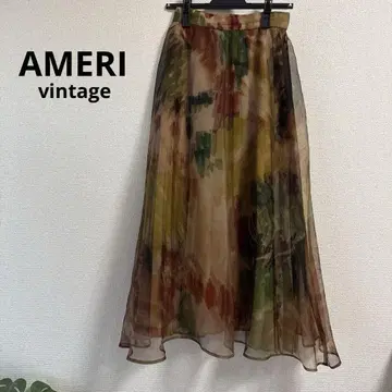 Ameri VINTAGE 쉬폰 멀티 컬러 플리츠 플레어 스커트