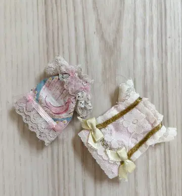 미니 브라이스 아웃핏 옷 갈아입기 앤티크 원단, 레이스 2벌 세트