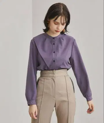 UNITED TOKYO 케이프 칼라 블라우스 퍼플 사이즈: 0