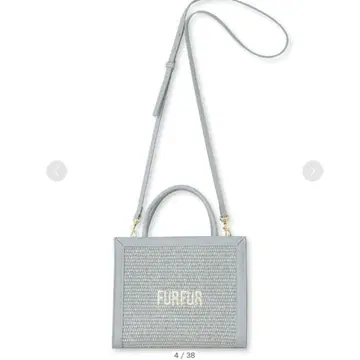 FURFUR 라피아 로고 토트백 스카이블루