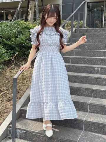 evelyn 에블린 라메 프릴 롱 OP 아이스 그레이 F